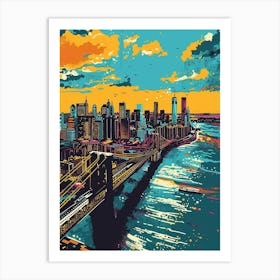 Staten Island New York Colourful Silkscreen Illustration 4 Art Print