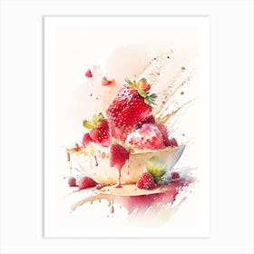 Strawberry Crumble, Dessert, Food Storybook Watercolours Art Print