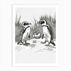 African Penguin Squabbling Over Territory 1 Art Print