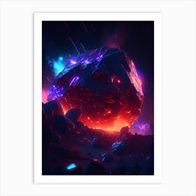 Meteorite Neon Nights Space Art Print