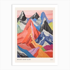 Mount Saint Elias Canada 4 Colourful Mountain Illustration Poster Art Print