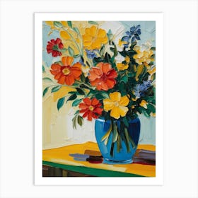 Flowers In A Blue Vase 3 Art Print