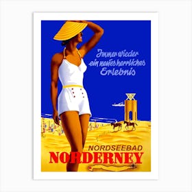 Sunbathing In Norderney, North Sea, Germany Art Print