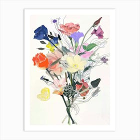 Lisianthus 1 Collage Flower Bouquet Art Print