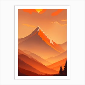 Misty Mountains Vertical Composition In Orange Tone 259 Art Print