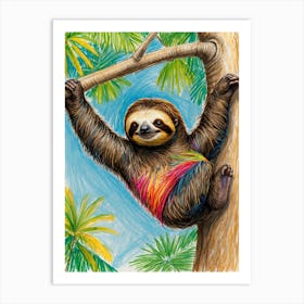 Sloth Hanging In A Tree Art Print