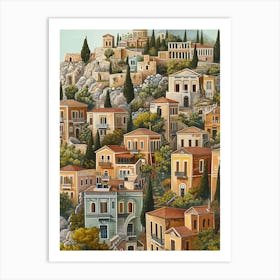 Kitsch Athens Illustration 1 Art Print