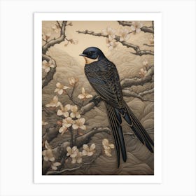Dark And Moody Botanical Swallow 2 Art Print