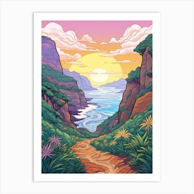 Kalalau Trail Hawaii 2 Hike Illustration Art Print