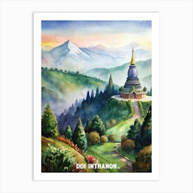 Doi Inthanon National Park Watercolor Painting Art Print