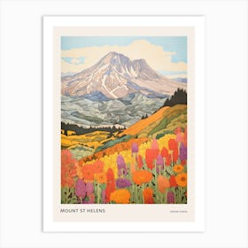 Mount St Helens United States 5 Colourful Mountain Illustration Poster Art Print