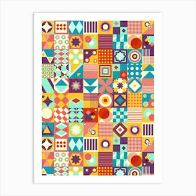 Abstract Geometric Pattern - Bauhaus Azulejo geometric pattern, mosaic #2 Art Print