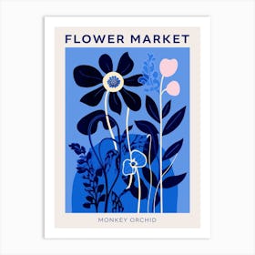 Blue Flower Market Poster Monkey Orchid 1 Art Print