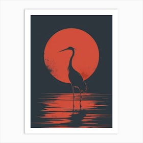 Heron At Sunset Art Print