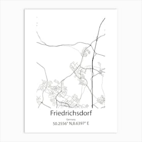 Friedrichsdorf,Germany Minimalist Map Art Print