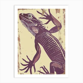 Purple Lesser Antillean Iguana Block Print 3 Art Print