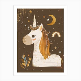 Unicorn & Stars Muted Pastels 2 Art Print