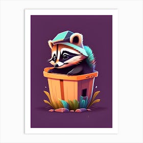 Cute Dumpster Diving Raccoon Art Print