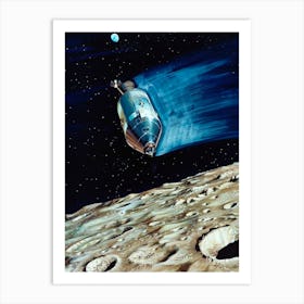 Rendered Image Of A Small Lunar Subsatellite Being Ejected Into Lunar Orbit From The Apollo 15 Service Module Art Print