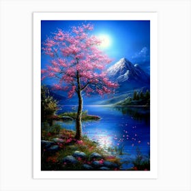 Tree In The Moonlight 4 Art Print