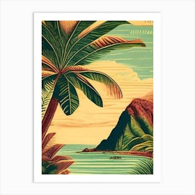 Nuku Hiva French Polynesia Vintage Sketch Tropical Destination Art Print