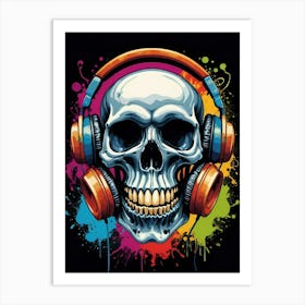 Skull With Headphones Pop Art (5) Art Print