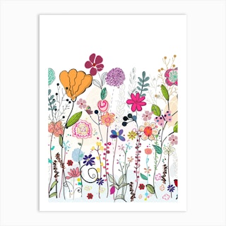 Colorful Wildflowers And Flower Field Art Print
