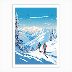 Big Sky Resort   Montana Usa, Ski Resort Illustration 1 Art Print