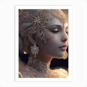 Portrait Of A Beautiful Woman In Gold Art Print