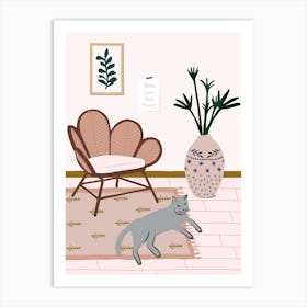 Cat At Home Art Print