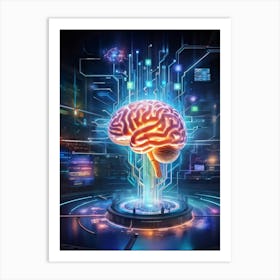 Abstract Digital Painting Of A Human Brain Neural Connections Resembling An Elaborate Circuit Its (6) Art Print