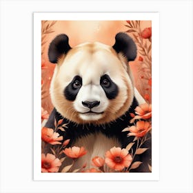 Panda Bear In Flowers Art Print