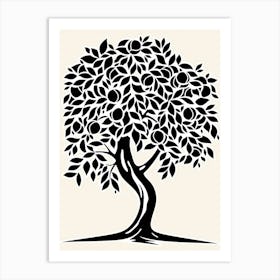 Peach Tree Simple Geometric Nature Stencil 1 Art Print