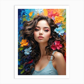 Beautiful Girl With Flowers 1 Art Print