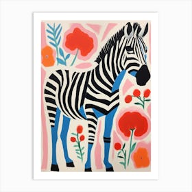 Colourful Kids Animal Art Zebra 6 Art Print
