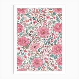 Pink Flowers 16 Art Print