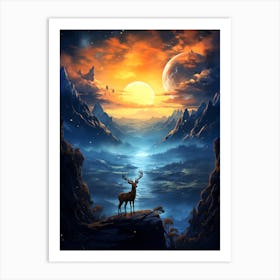 Deer In The Mountains 1 Art Print