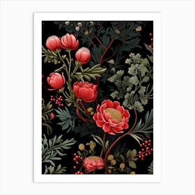 Winter Heath 4 William Morris Style Winter Florals Art Print