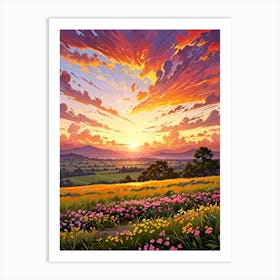 Sunset In The Meadow 43 Art Print