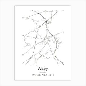 Alzey,Germany Minimalist Map Art Print