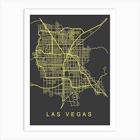 Las Vegas Map Neon Art Print