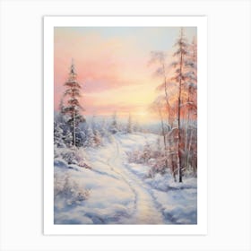 Dreamy Winter Painting Rovaniemi Finland 4 Art Print