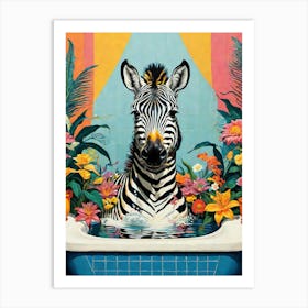 Zebra In The Bath 1 Art Print