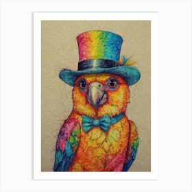 Parrot In Top Hat 2 Art Print