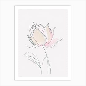 Lotus Floral Minimal Line Drawing 1 Flower Art Print