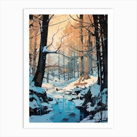 Winter Forest Landscape Illustration 2 Art Print