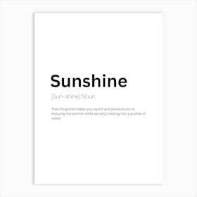 Sunshine Definition Meaning Art Print