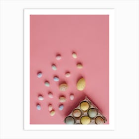 Easter Eggs On Pink Background 1 Art Print