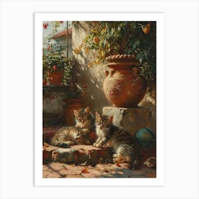 Kittens On The Steps Of A Palace 1 Art Print