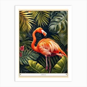 Greater Flamingo Greece Tropical Illustration 6 Poster Art Print
